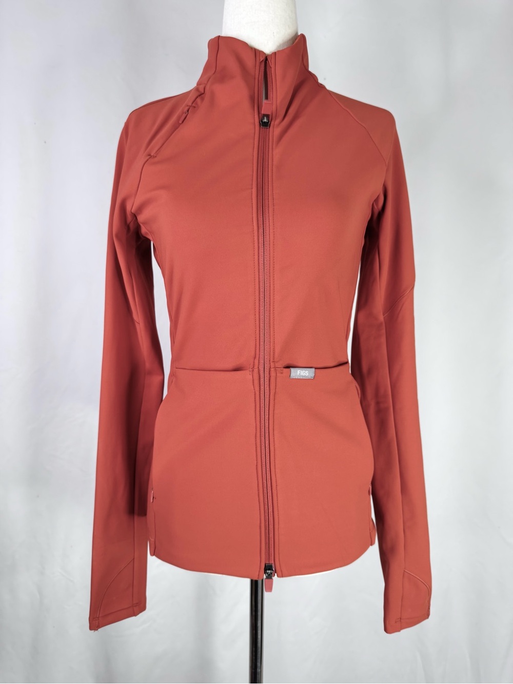 Figs Women's Rust Terracotta Zip-Up Utility Jacket